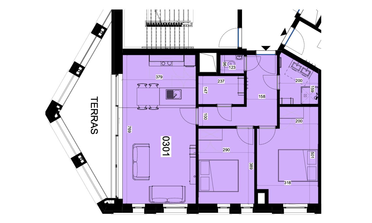 Grondplan Loop5 2 slaapkamers