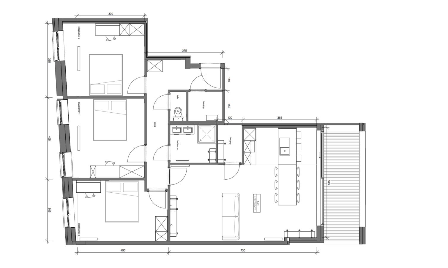 Grondplan The Mill 3 slaapkamers